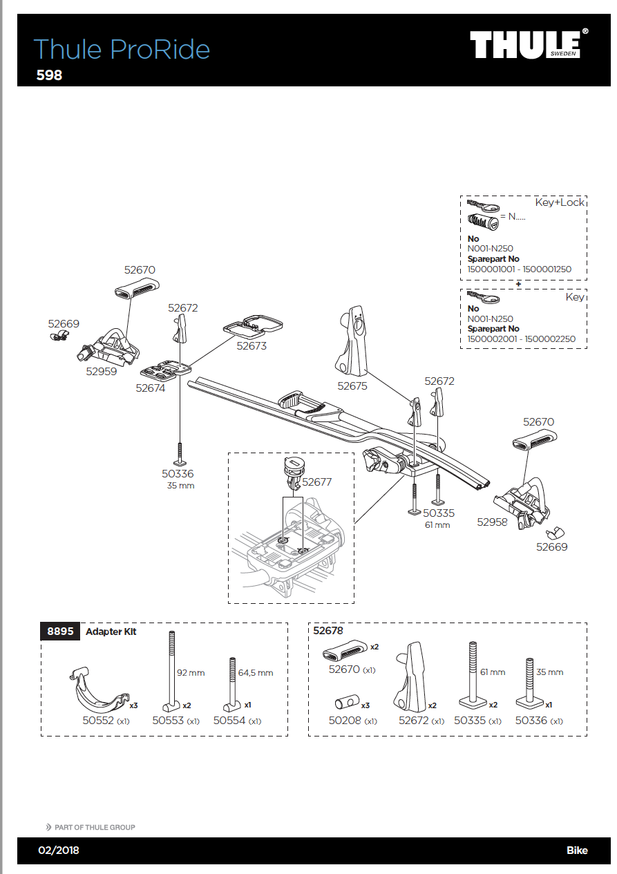 Thule ProRide 598 Spares